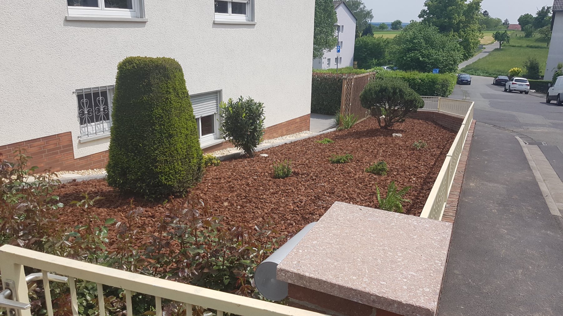 Frisch gemulchtes, gepflegtes Beet